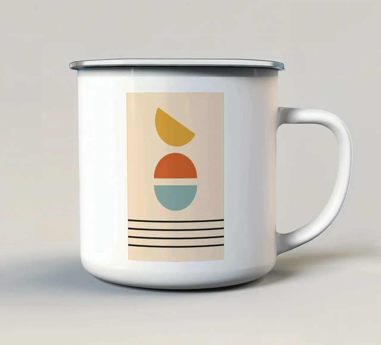 semicerchio geometrico tazza in smalto da Ron Bale