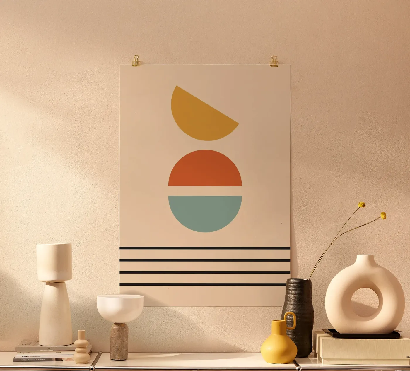 geometric half-circle poster by Ron Bale