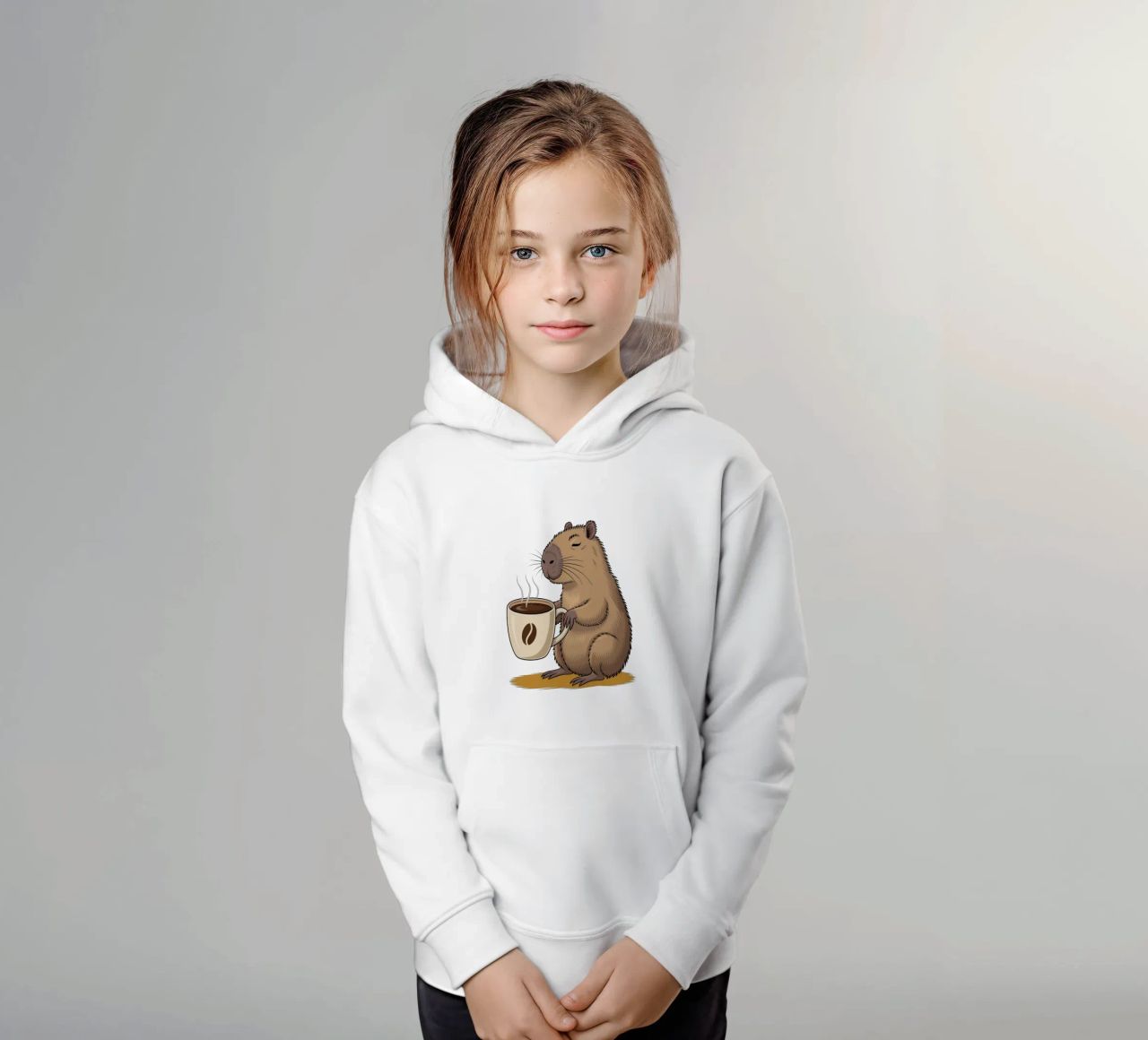 Capy & Bara Kaffeepause felpa bambino con cappuccio da Capy & Bara