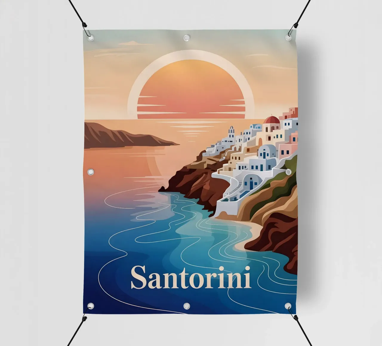 Santorini Reiseposter telo in pvc da Vintage Travel Art