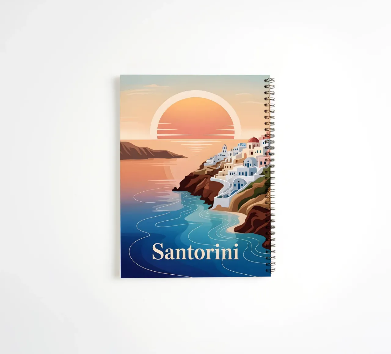 Santorin Reiseposter Ringbuch von Vintage Travel Art