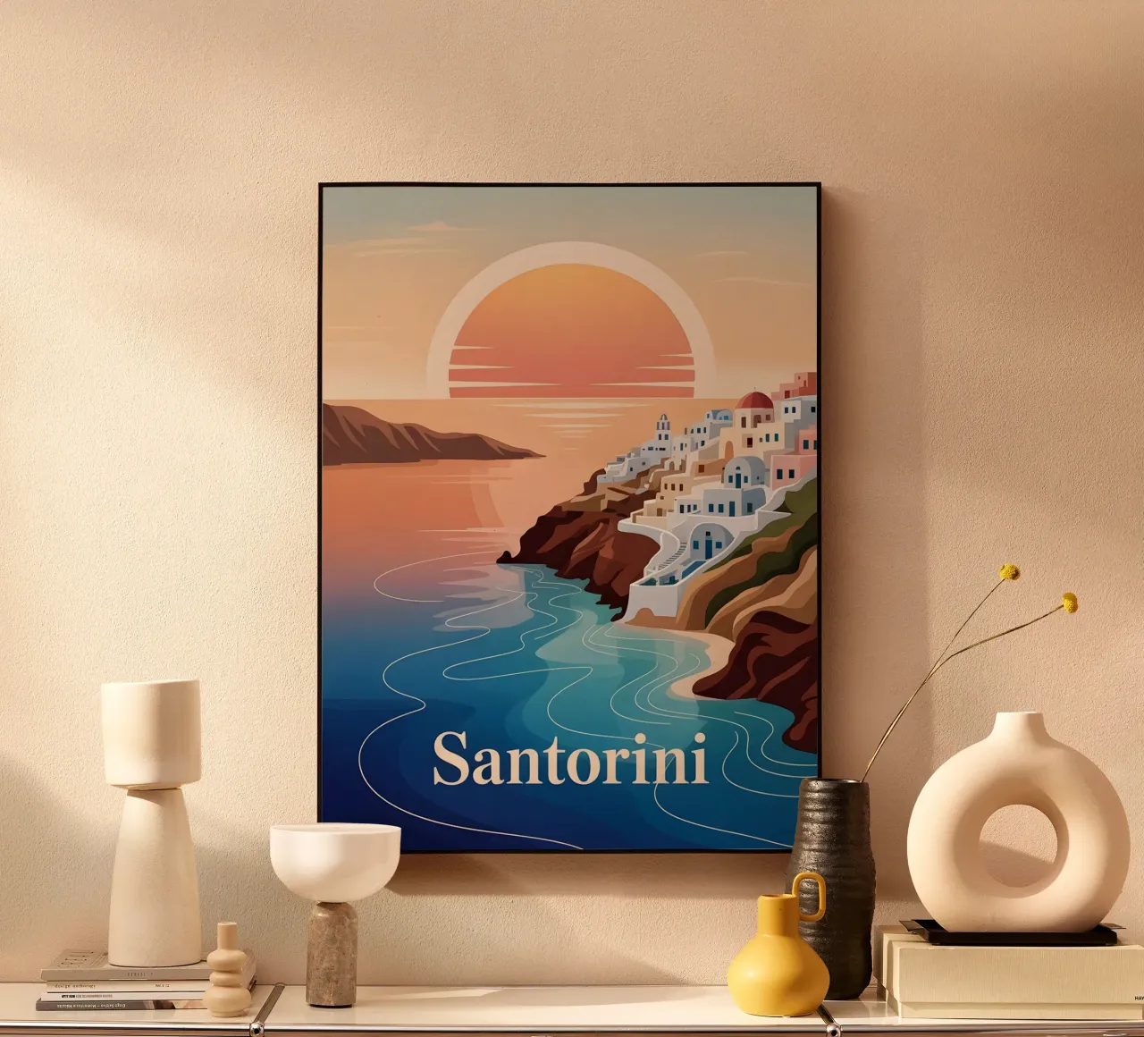 Santorini Reiseposter alluminio dibond da Vintage Travel Art