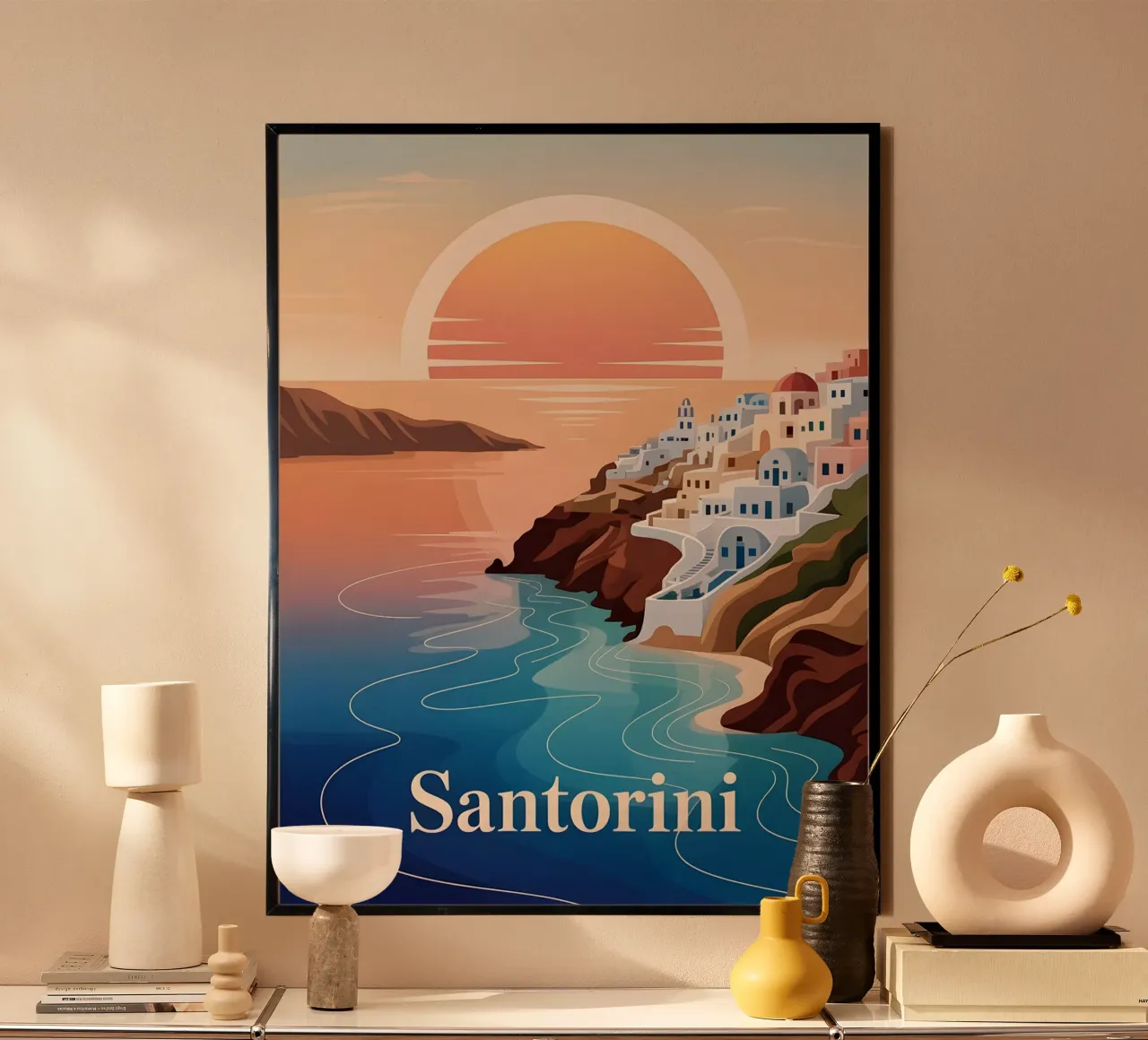 Santorini Reiseposter carta hahnemühle da Vintage Travel Art