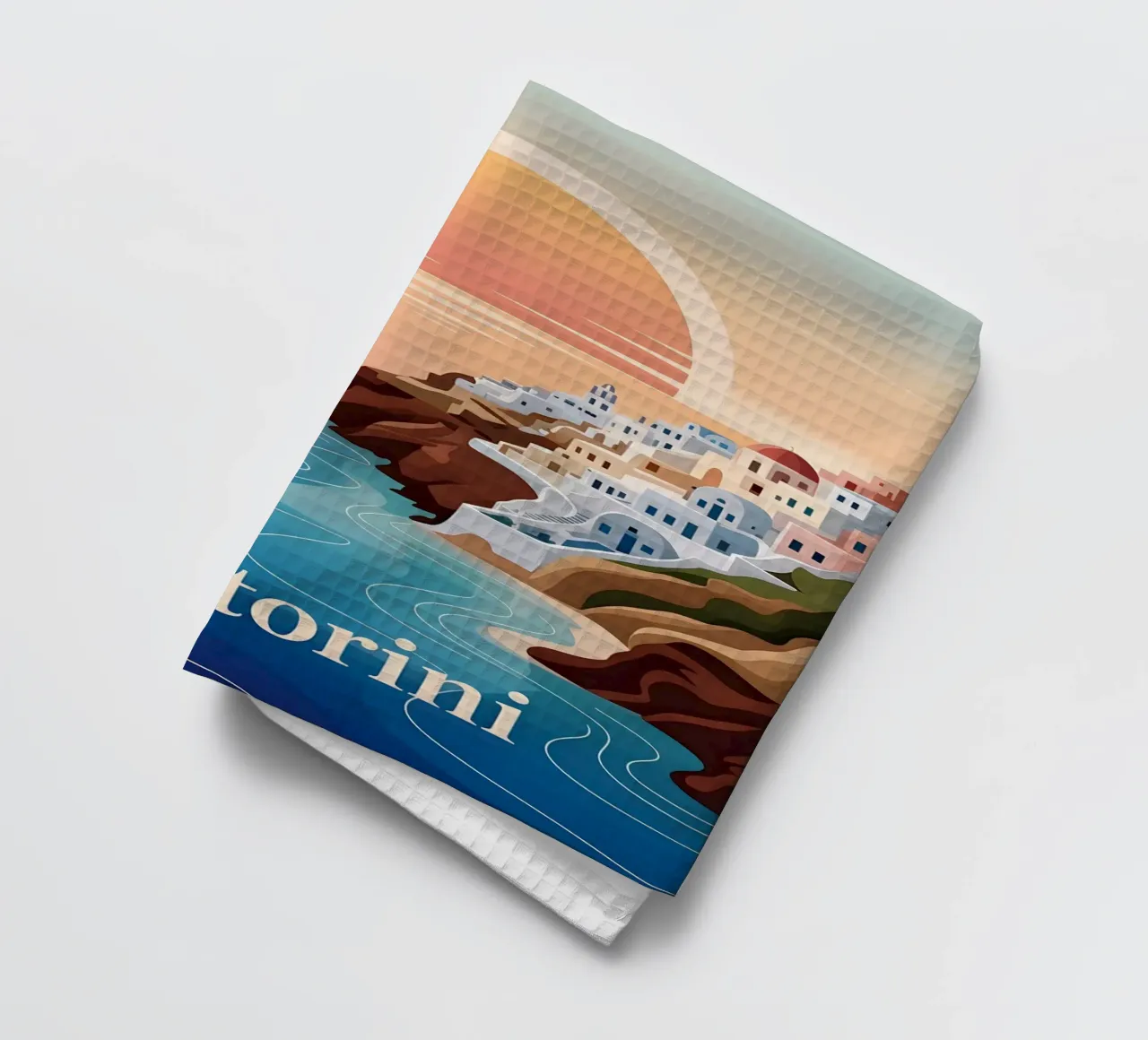 Santorini Reiseposter canovaccio da cucina da Vintage Travel Art