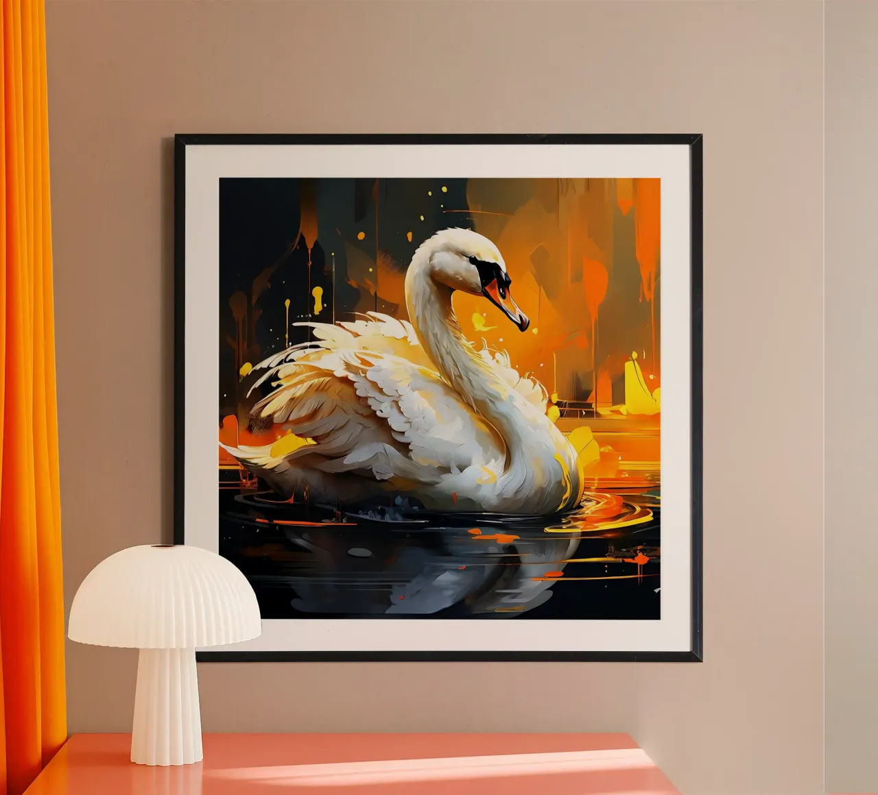 Estilo_cisne_1 poster con marco de aluminio de Tierisch bunt by LK