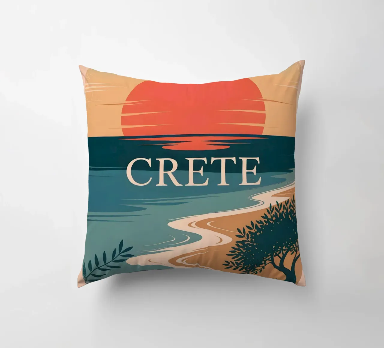 Cartel de viaje a Creta cojín de Vintage Travel Art