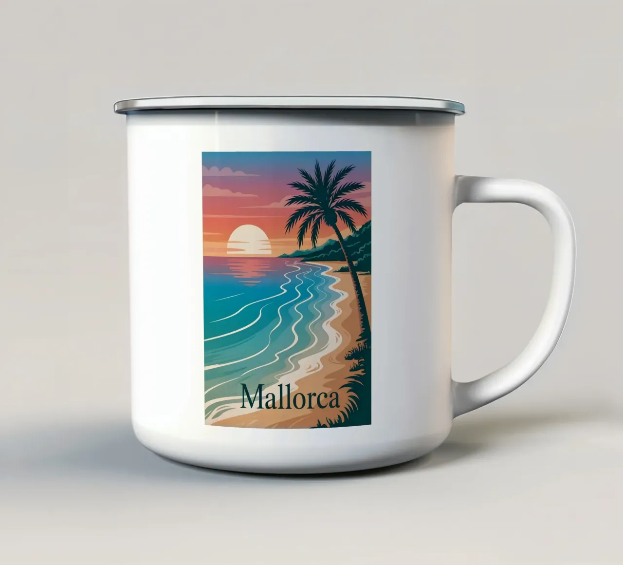 Mallorca Reiseposter tazza in smalto da Vintage Travel Art