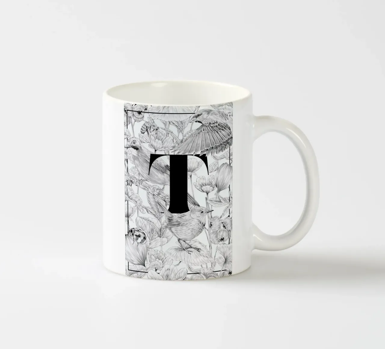 Floral Alphabet T tazza in ceramica da Faunesque