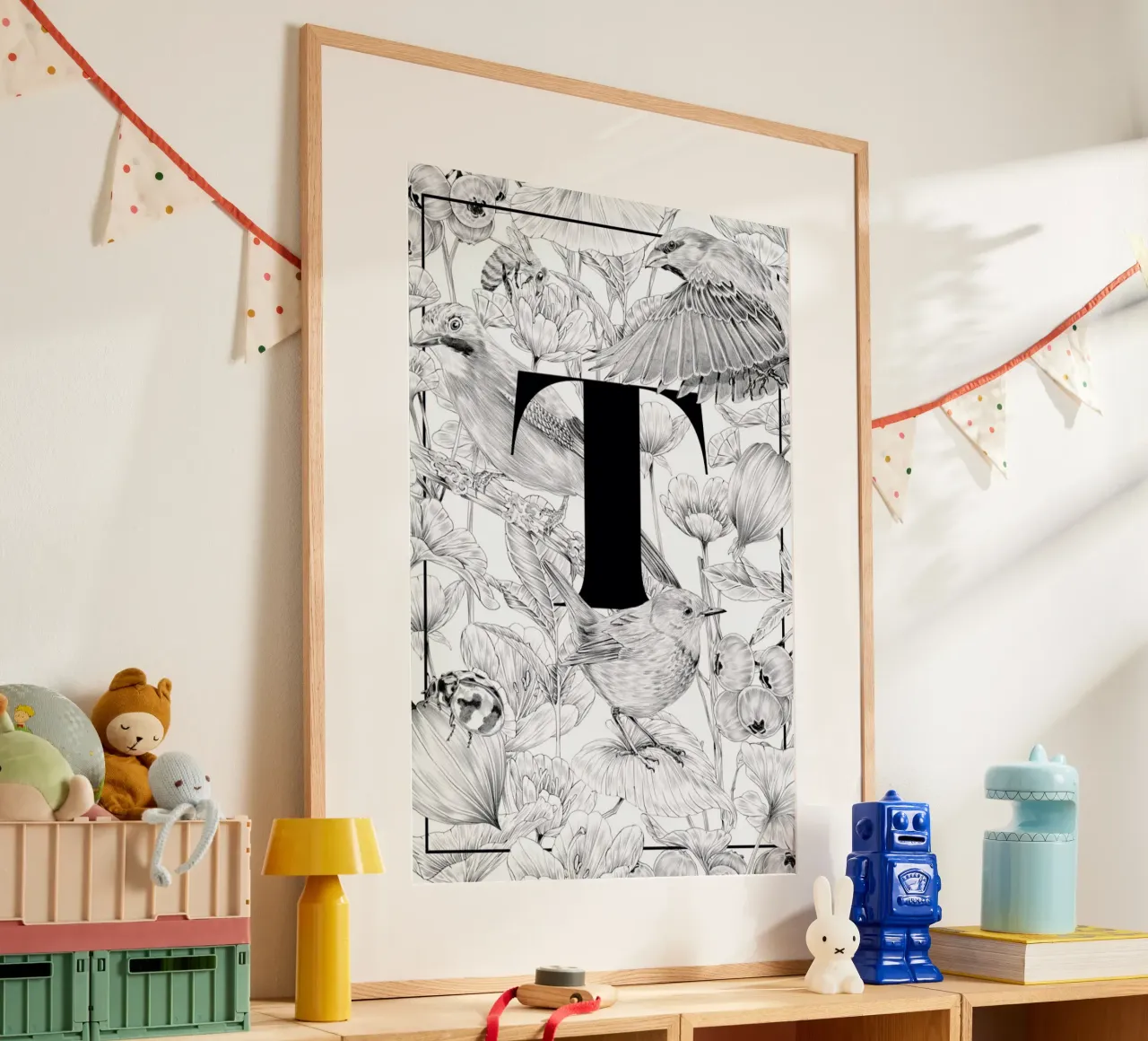 Floral Alphabet T carta hahnemühle da Faunesque