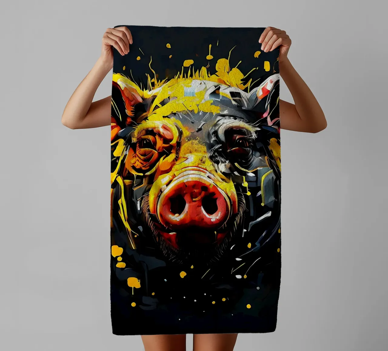 Pig_Style_G_1 towel by Tierisch bunt by LK