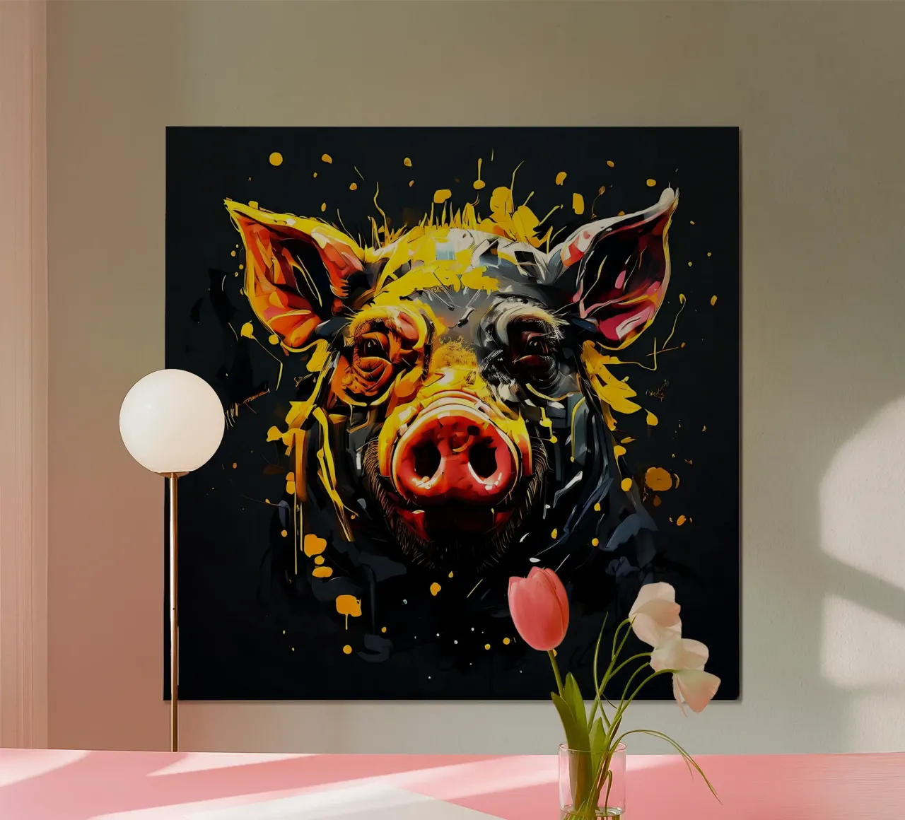 Stile_maiale_G_1 poster con telaio in plastica da Tierisch bunt by LK