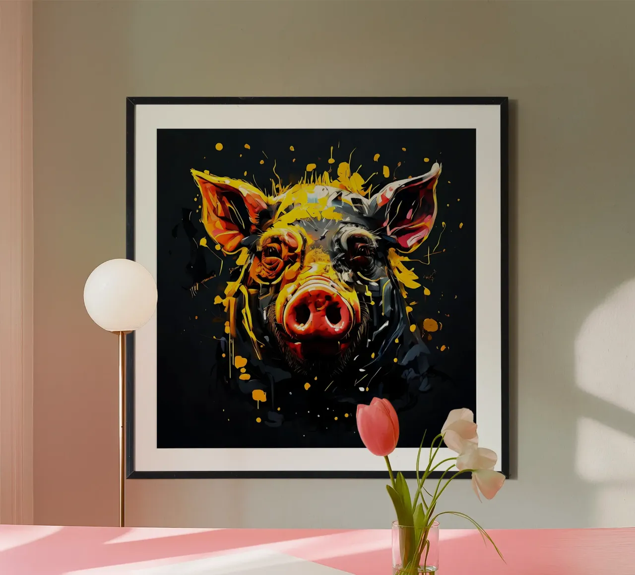 Stile_maiale_G_1 poster con telaio in plastica da Tierisch bunt by LK
