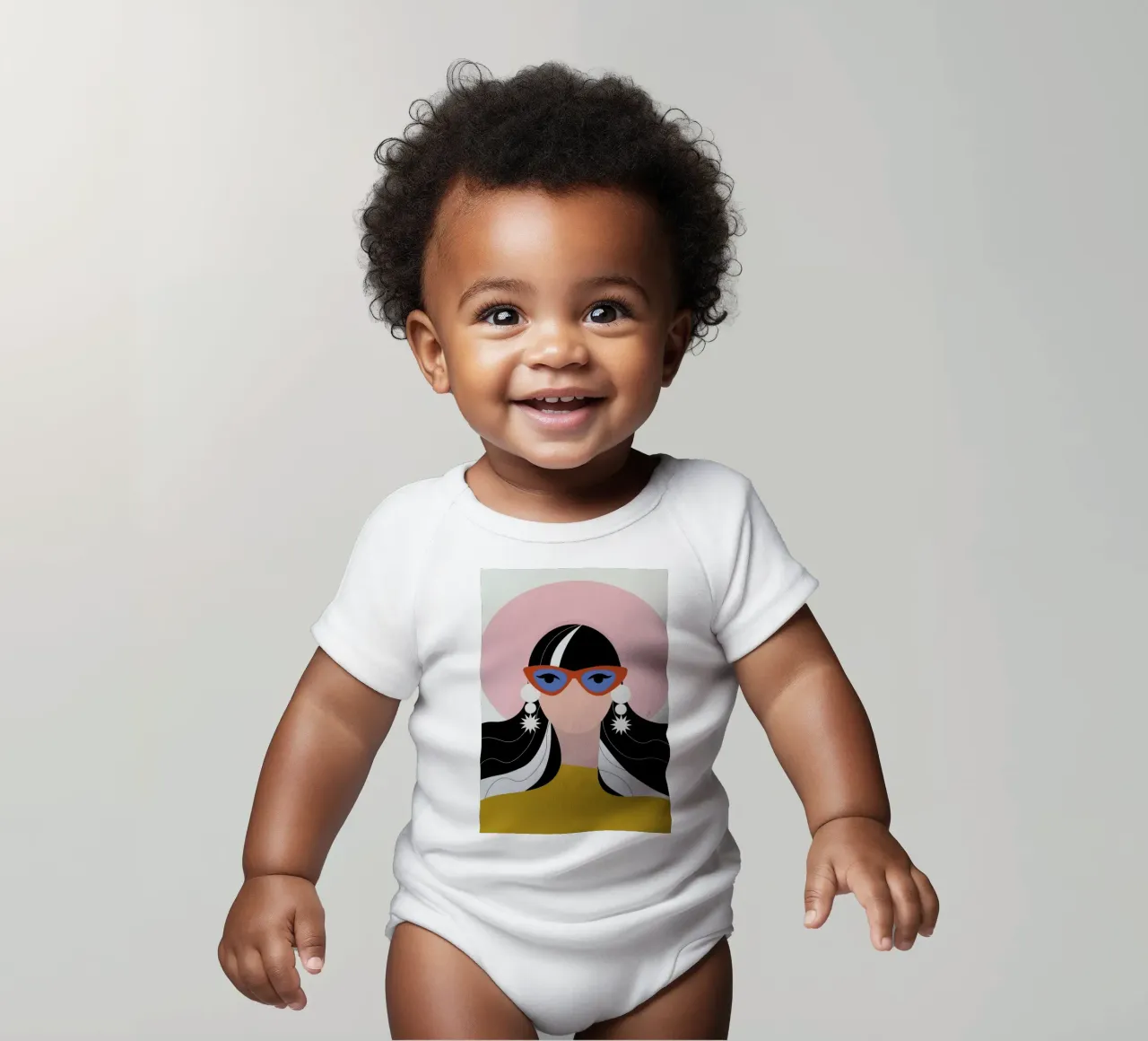 Silver Sister short-sleeve baby romper by Linda Gobeta