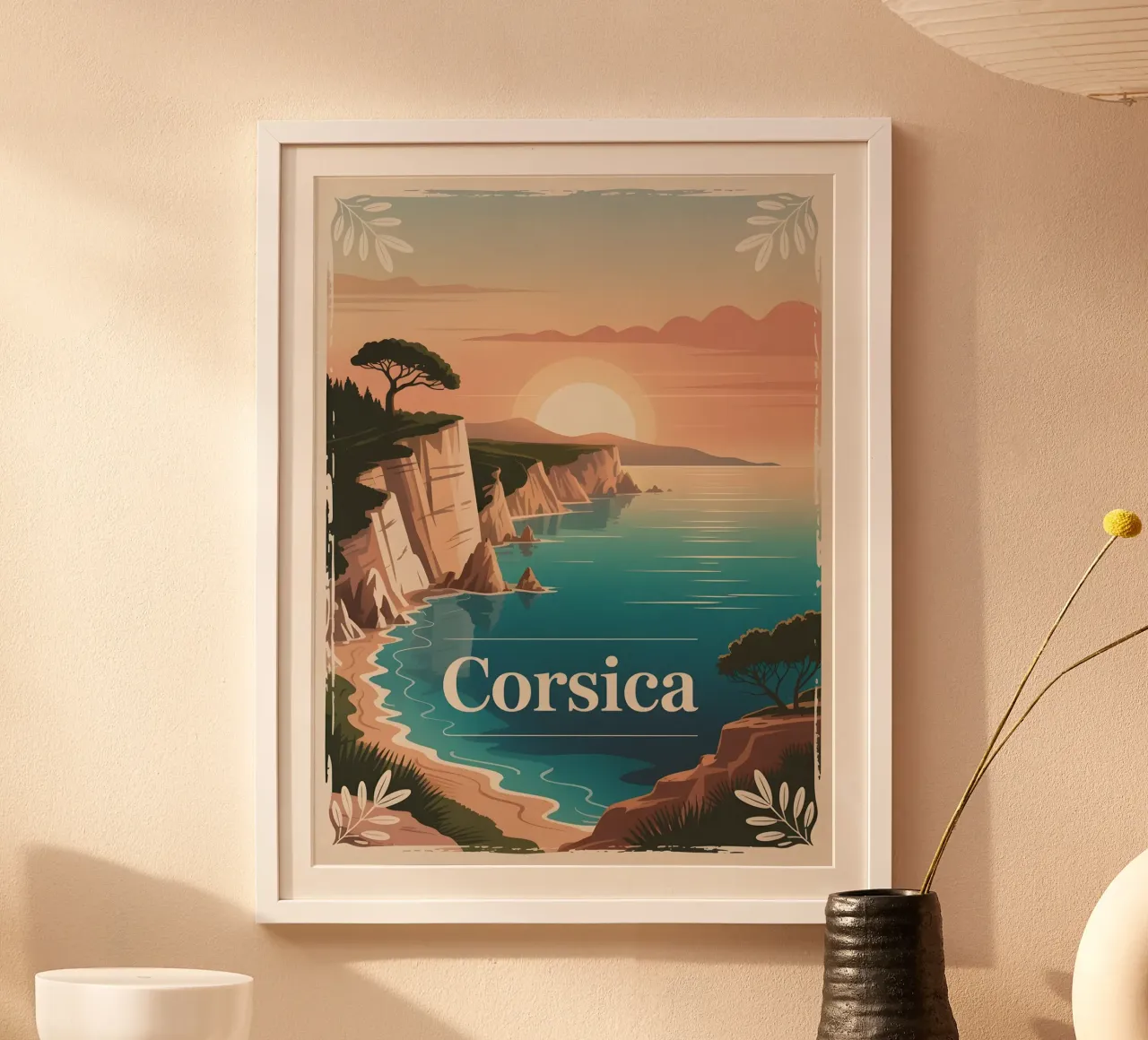 Poster di viaggio d'epoca della Corsica poster con telaio in plastica da Vintage Travel Art