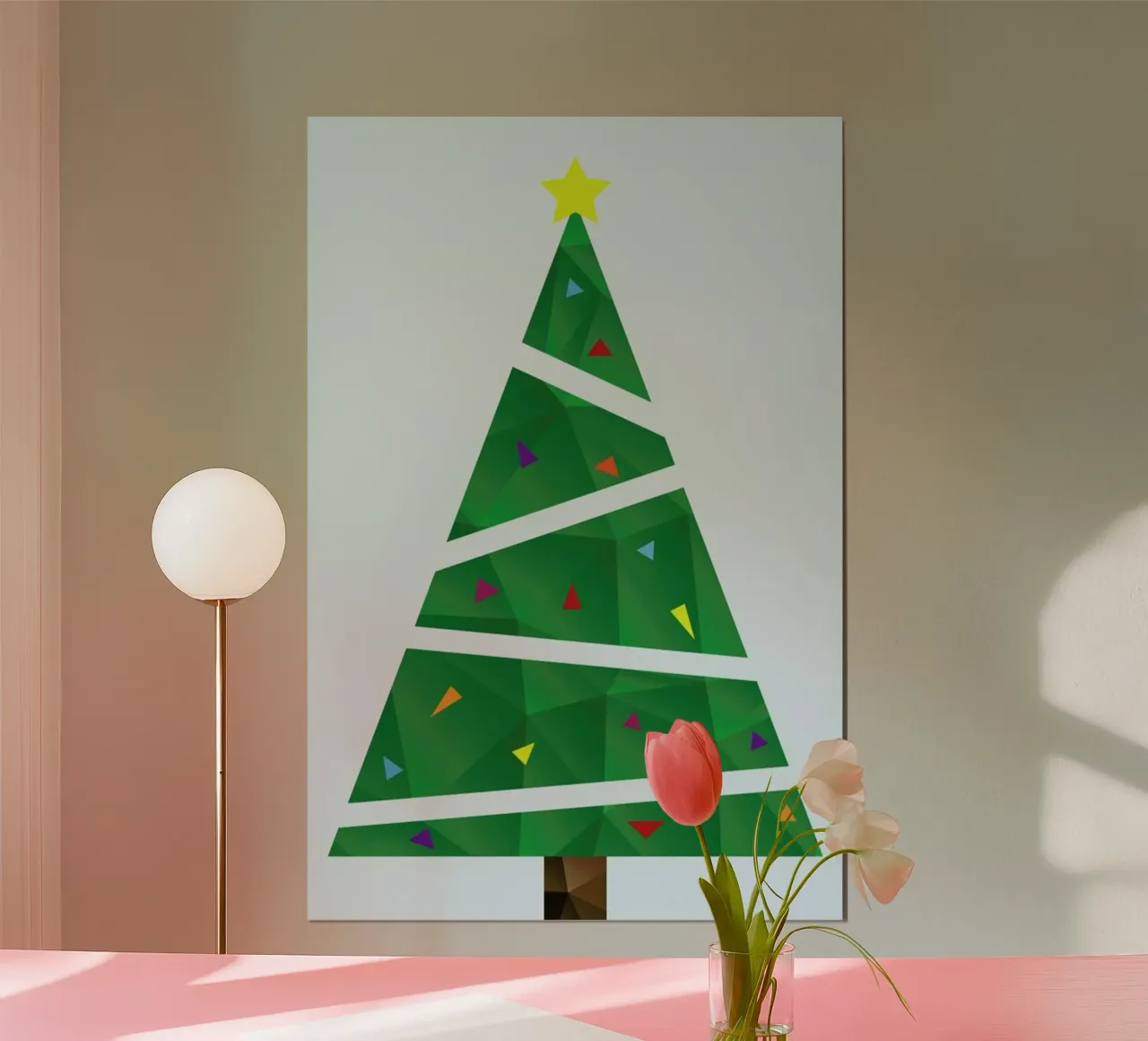 Geometric Christmas Tree poster con telaio in legno da The Native State