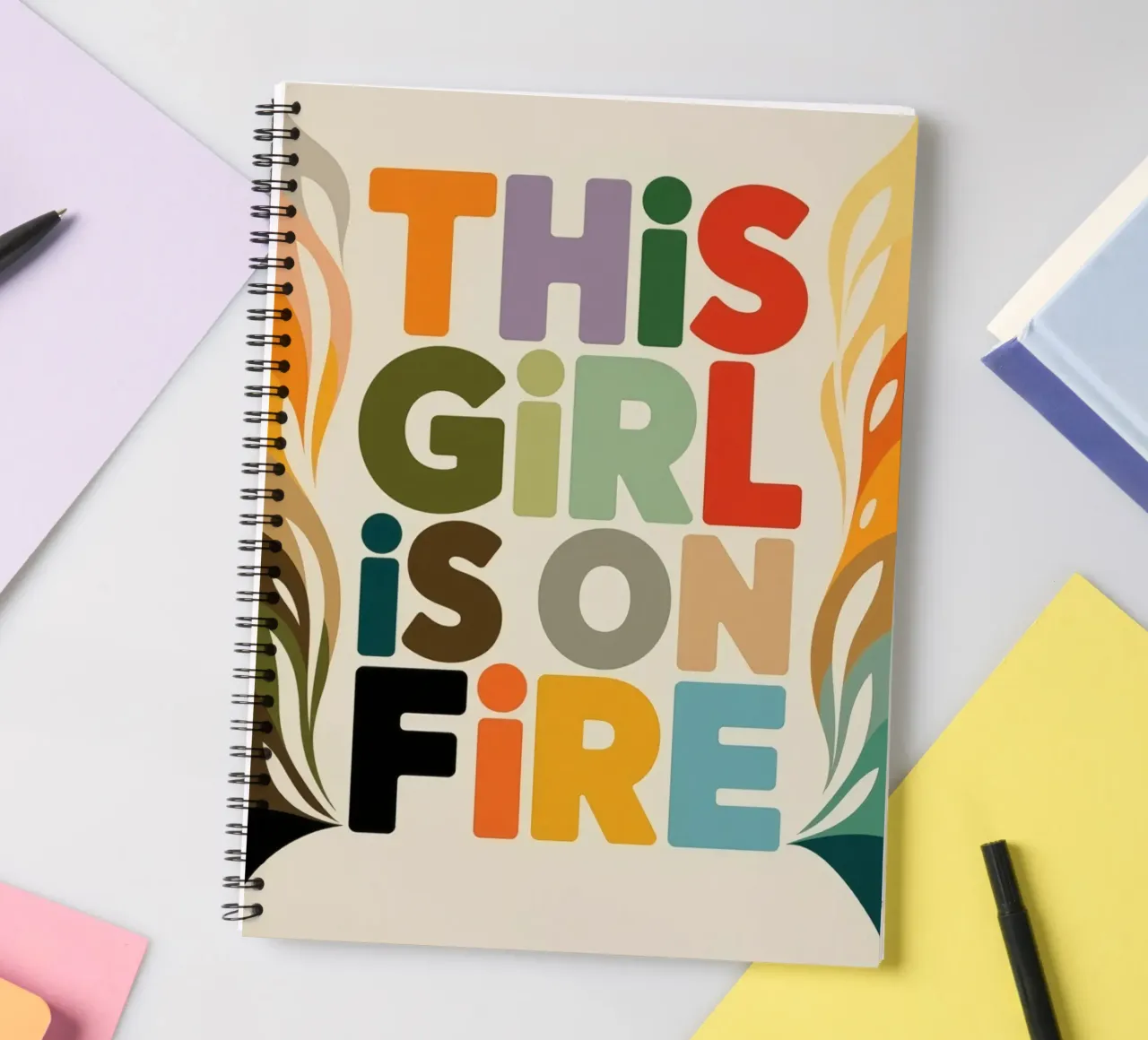GIRL ON FIRE spiral notebook by 20 Farben