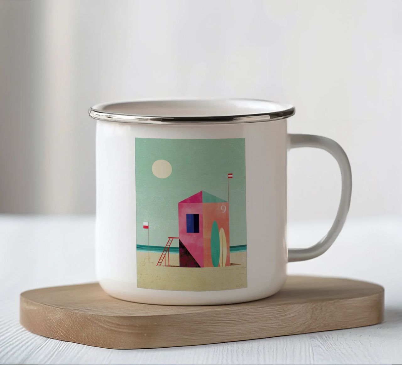 Surf Hut tazza in smalto da Henry Rivers