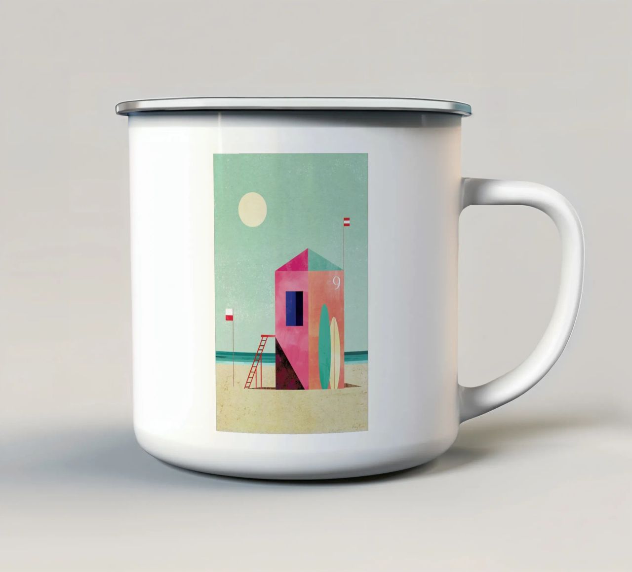 Surf Hut tazza in smalto da Henry Rivers