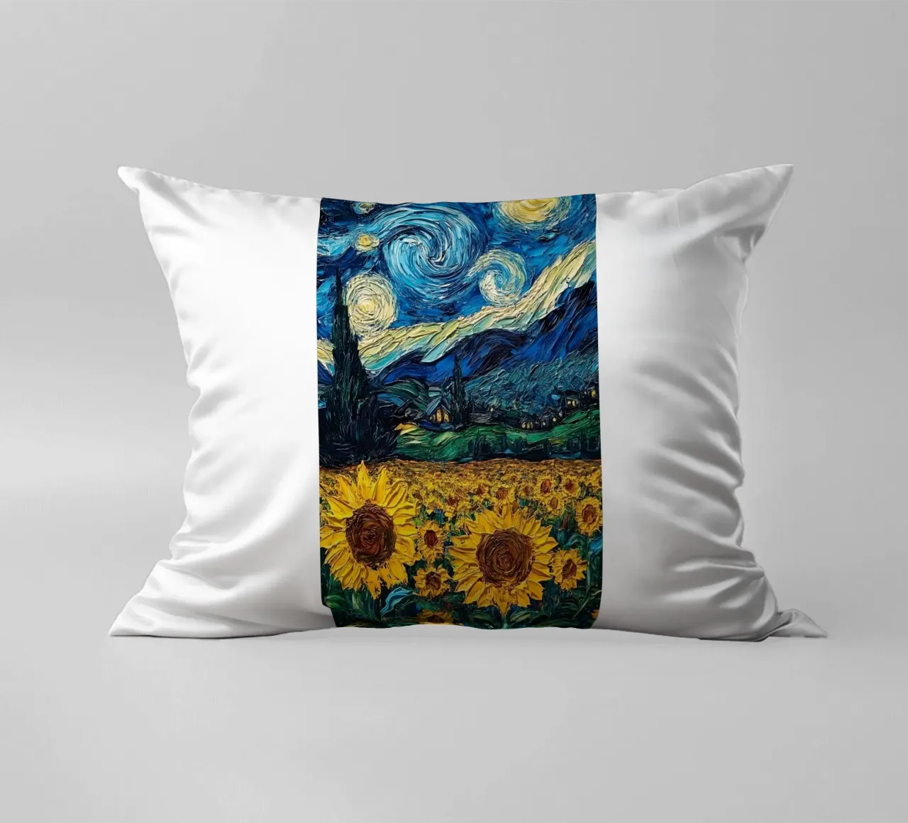 campo di girasoli in una limpida notte stellata cuscino da Piper Shop Oke