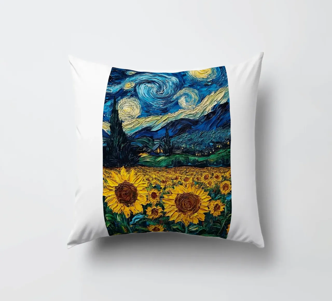campo di girasoli in una limpida notte stellata cuscino da Piper Shop Oke