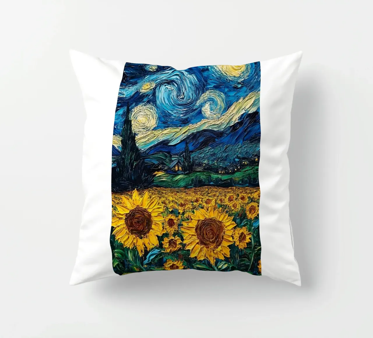 campo di girasoli in una limpida notte stellata cuscino da Piper Shop Oke
