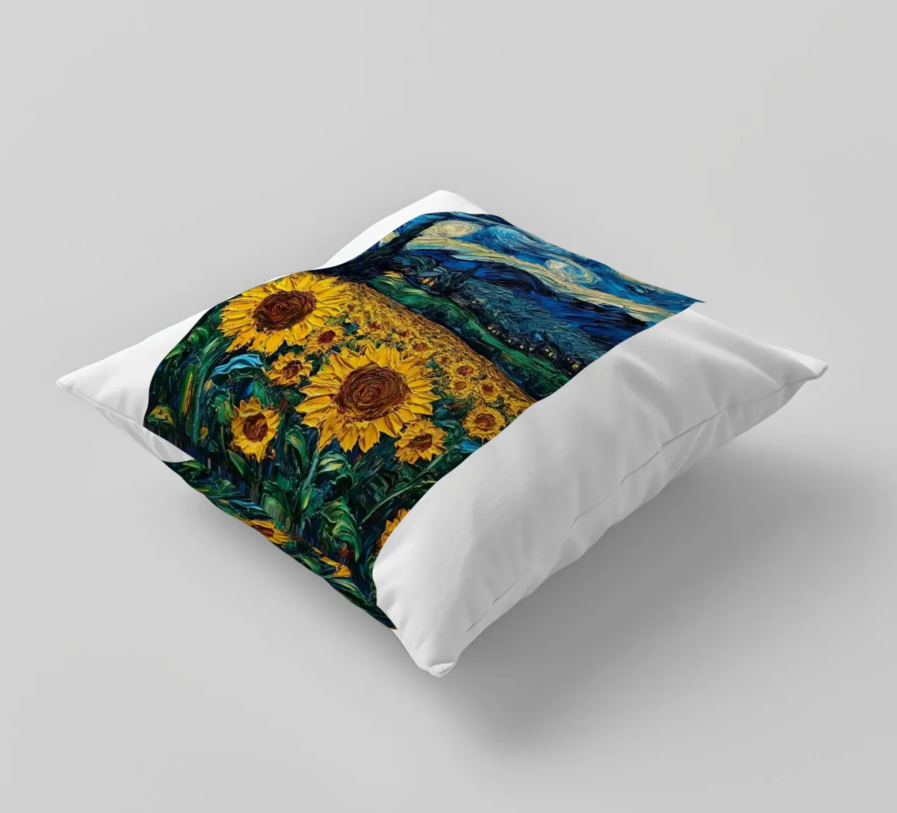 campo di girasoli in una limpida notte stellata cuscino da Piper Shop Oke