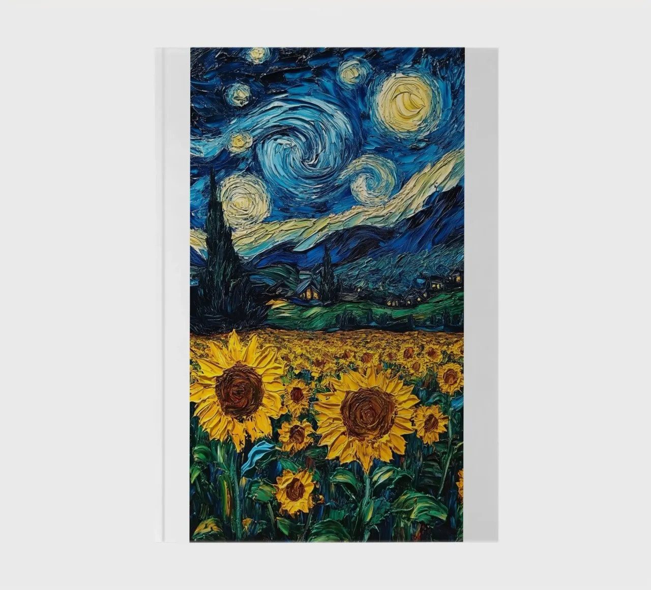 sunflower field on a clear starry night notebook by Piper Shop Oke
