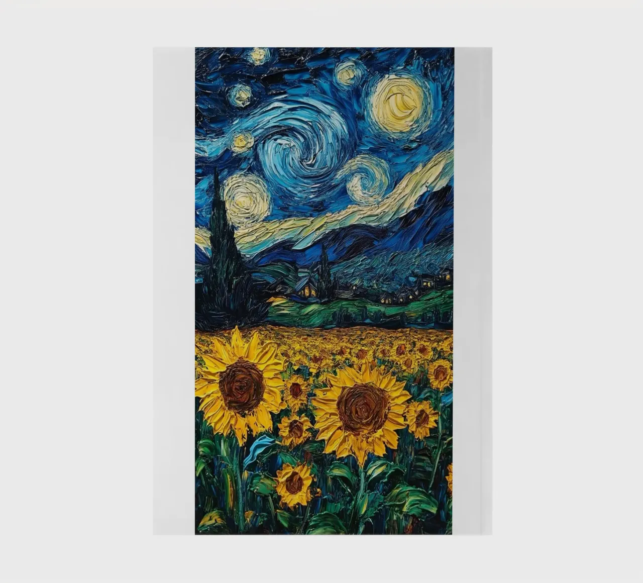 sunflower field on a clear starry night notebook by Piper Shop Oke