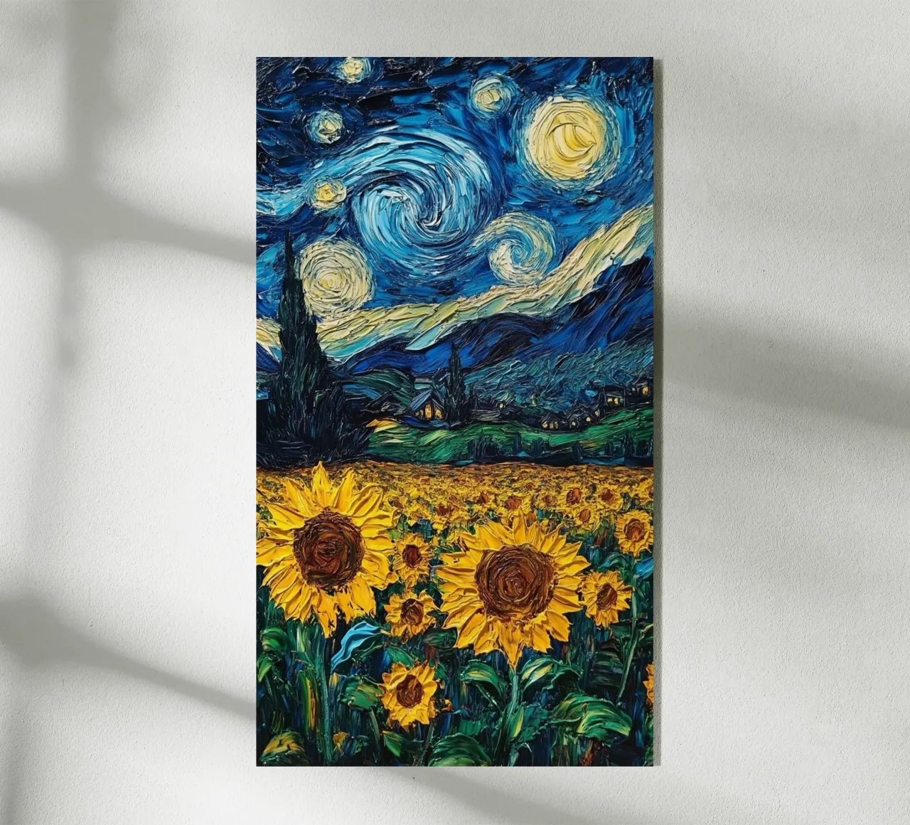 campo di girasoli in una limpida notte stellata plexiglass da Piper Shop Oke
