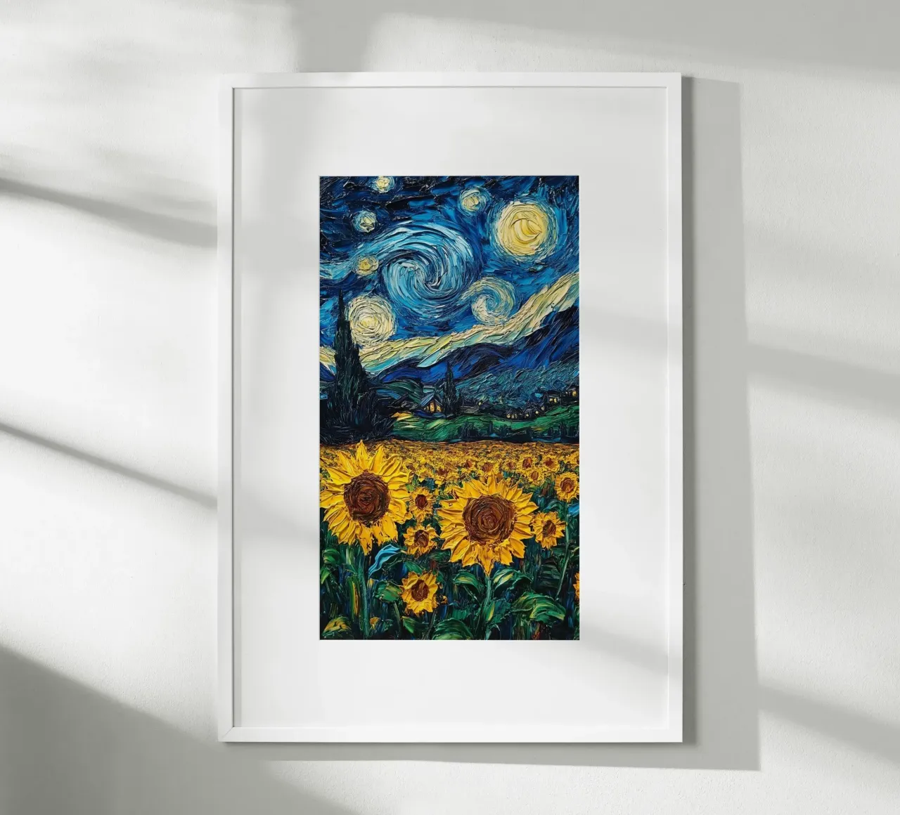 sunflower field on a clear starry night poster by Piper Shop Oke