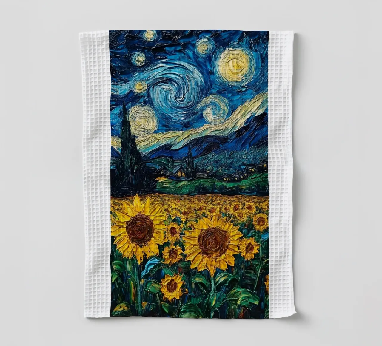 campo di girasoli in una limpida notte stellata canovaccio da cucina da Piper Shop Oke