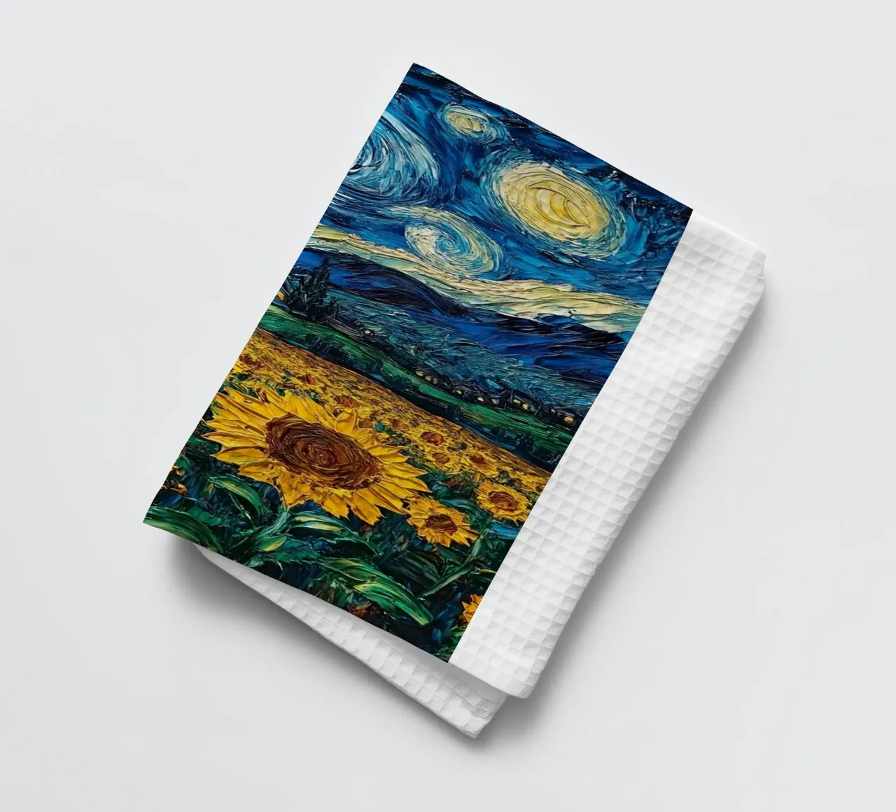 campo di girasoli in una limpida notte stellata canovaccio da cucina da Piper Shop Oke