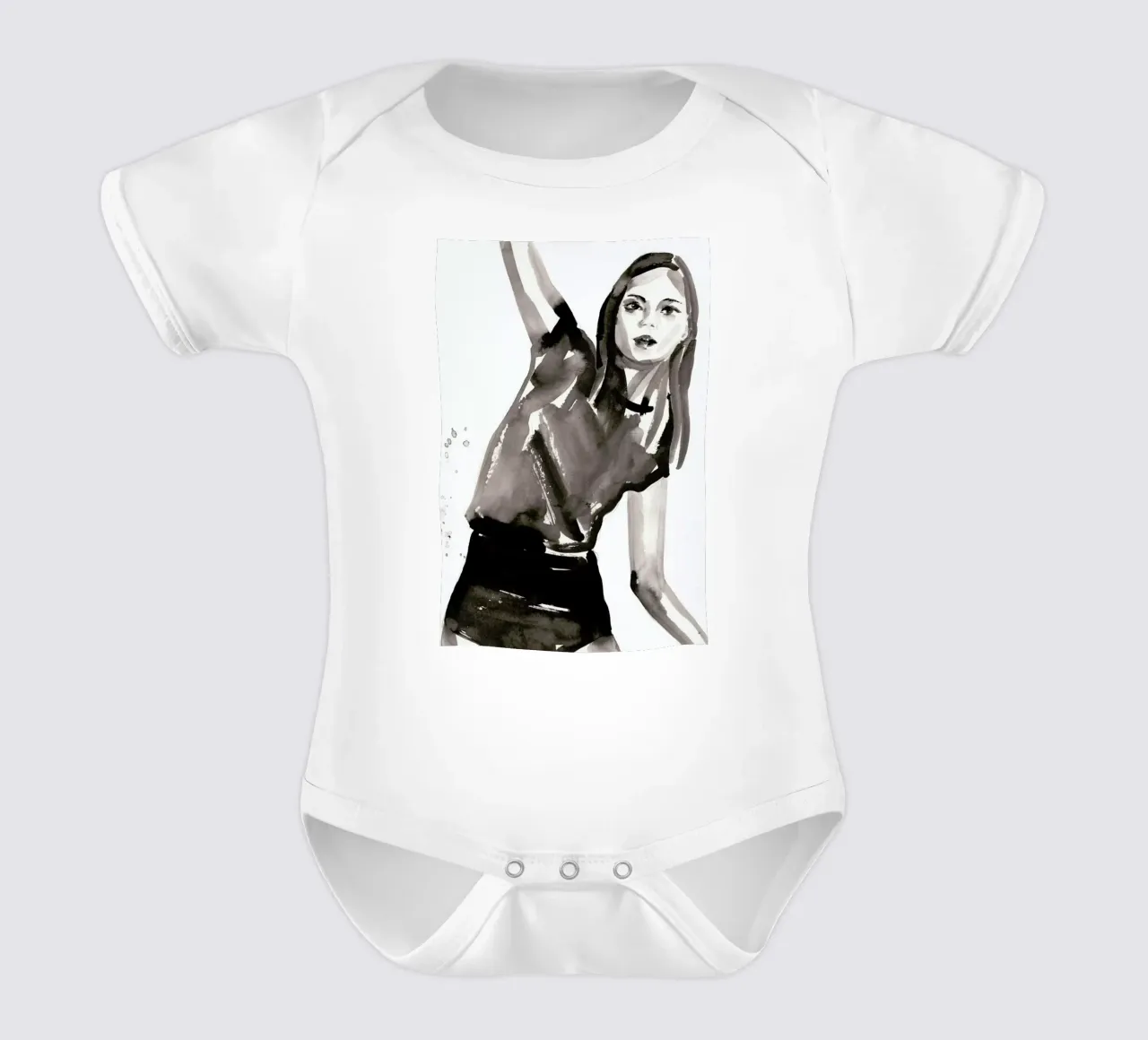 Arrivederci1 short-sleeve baby romper by Victoria Verbaan