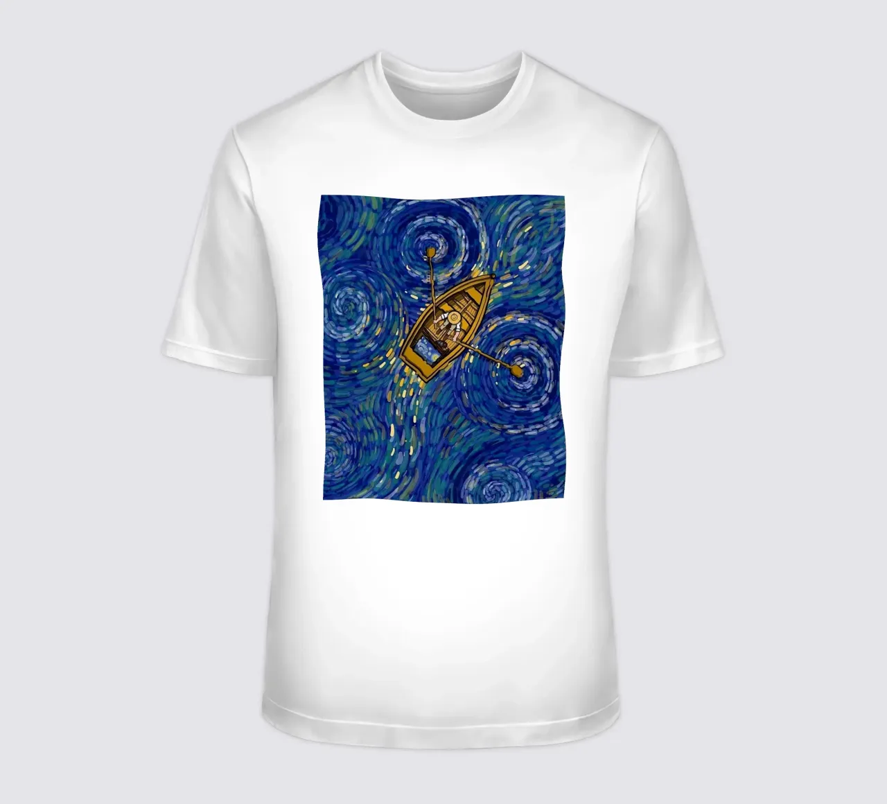 barca di notte con vasche idromassaggio t-shirt da Piper Shop Oke
