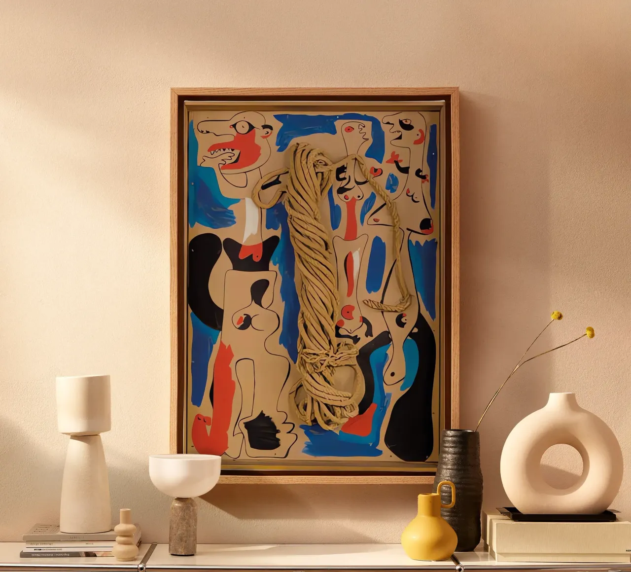 Touw en mensen canvas met Baklijst van Narciso