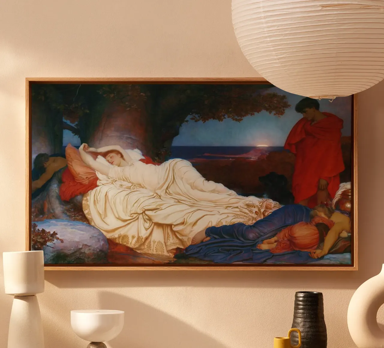 Cimone e Ifigenia (1868)Frederic Leighton tela con Cornice a cassetta da Venus Art
