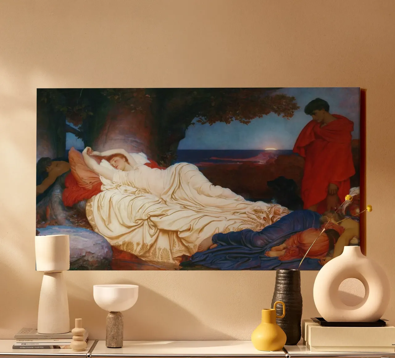 Cimone e Ifigenia (1868)Frederic Leighton tela con Cornice a cassetta da Venus Art