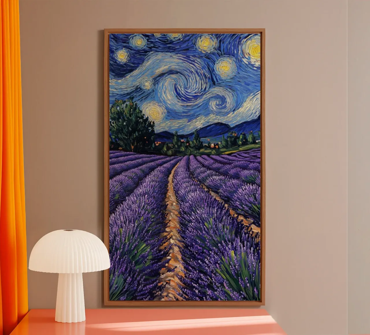 campi di lavanda in una notte stellata alluminio dibond da Piper Shop Oke