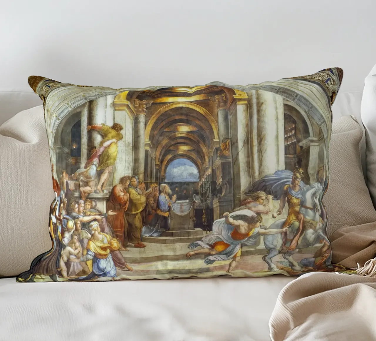 La cacciata di Eliodoro di Raffaello cuscino da Venus Art