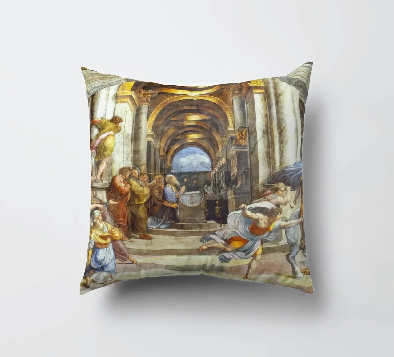 La cacciata di Eliodoro di Raffaello cuscino da Venus Art