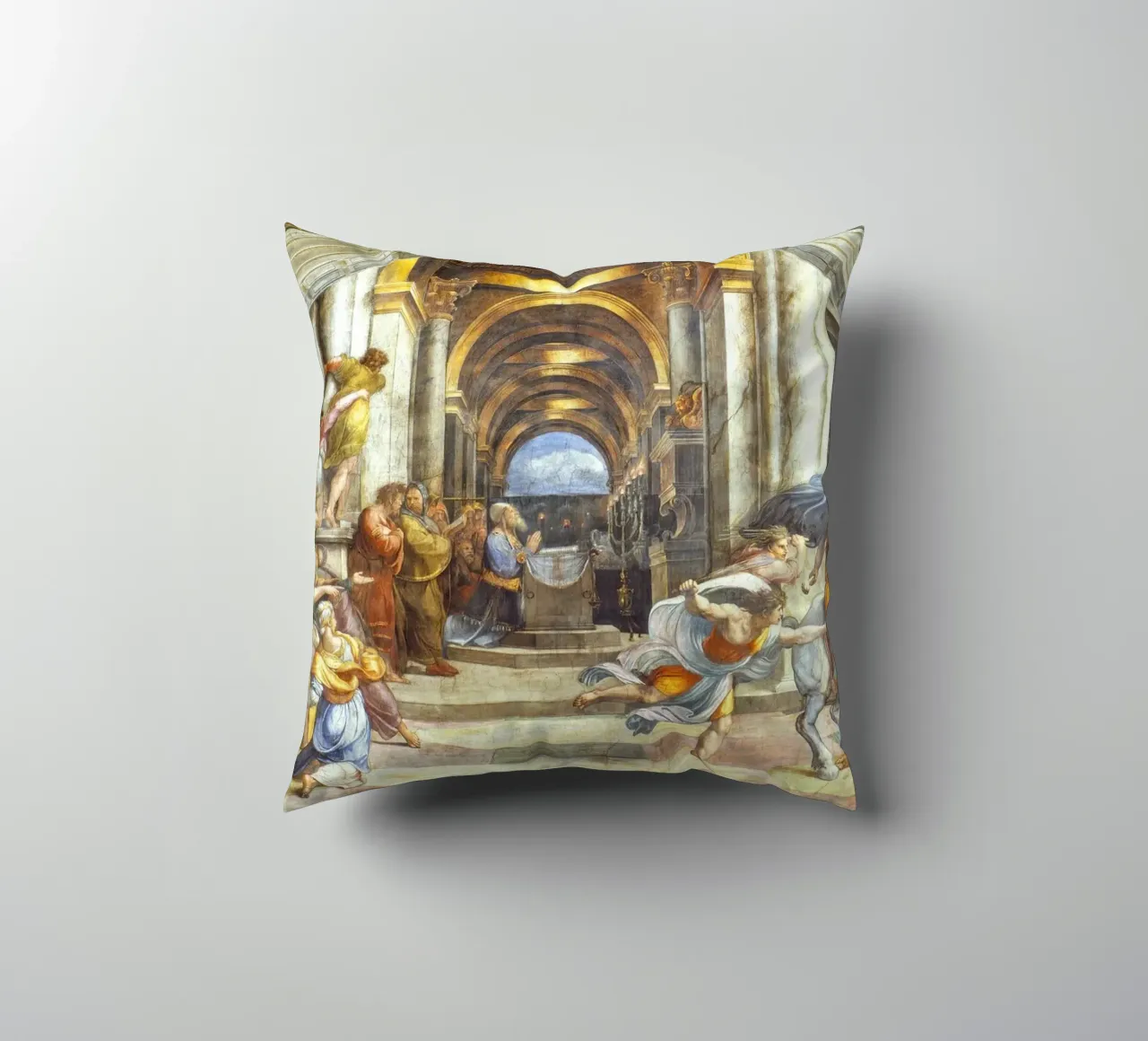La cacciata di Eliodoro di Raffaello cuscino da Venus Art