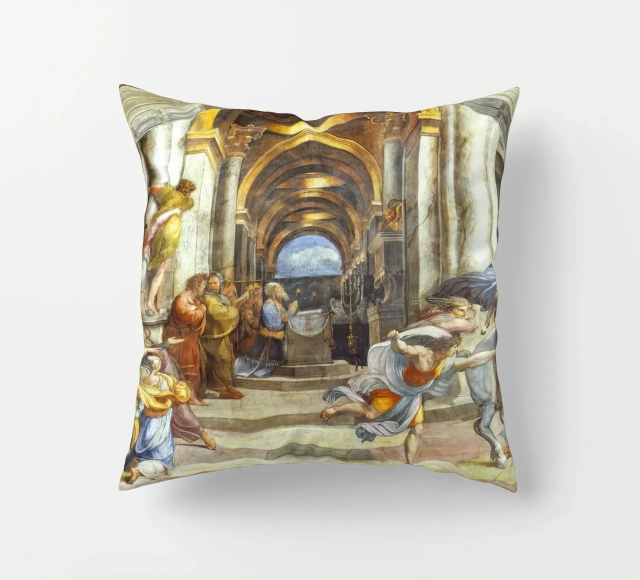 La cacciata di Eliodoro di Raffaello cuscino da Venus Art