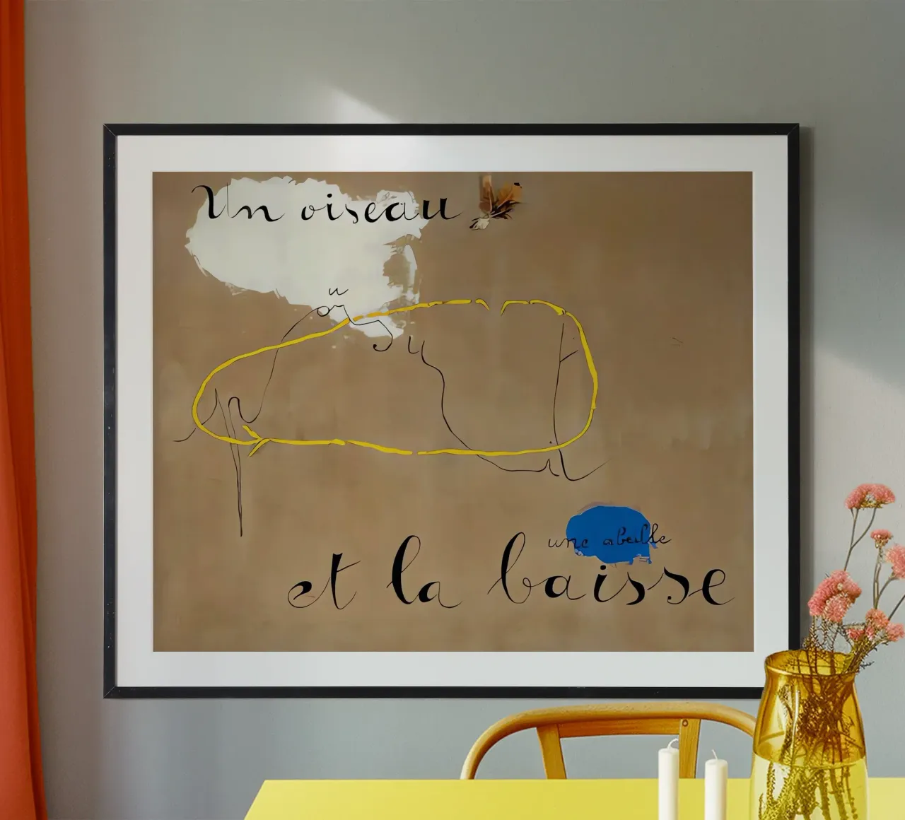 Un Oiseau poursuit une abeille et la baisse poster de Narciso