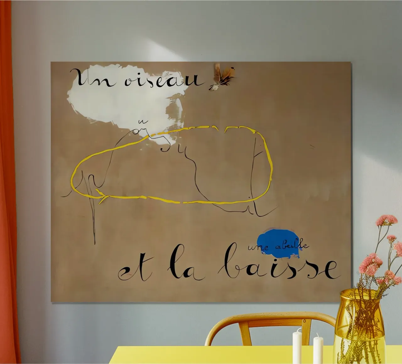 Un Oiseau poursuit une abeille et la baisse poster de Narciso