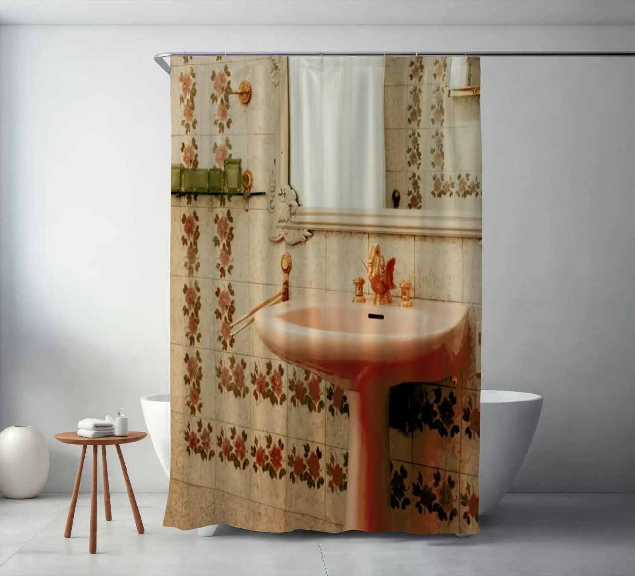 The Pink Sink Duschvorhang von Sebastian Hilgetag