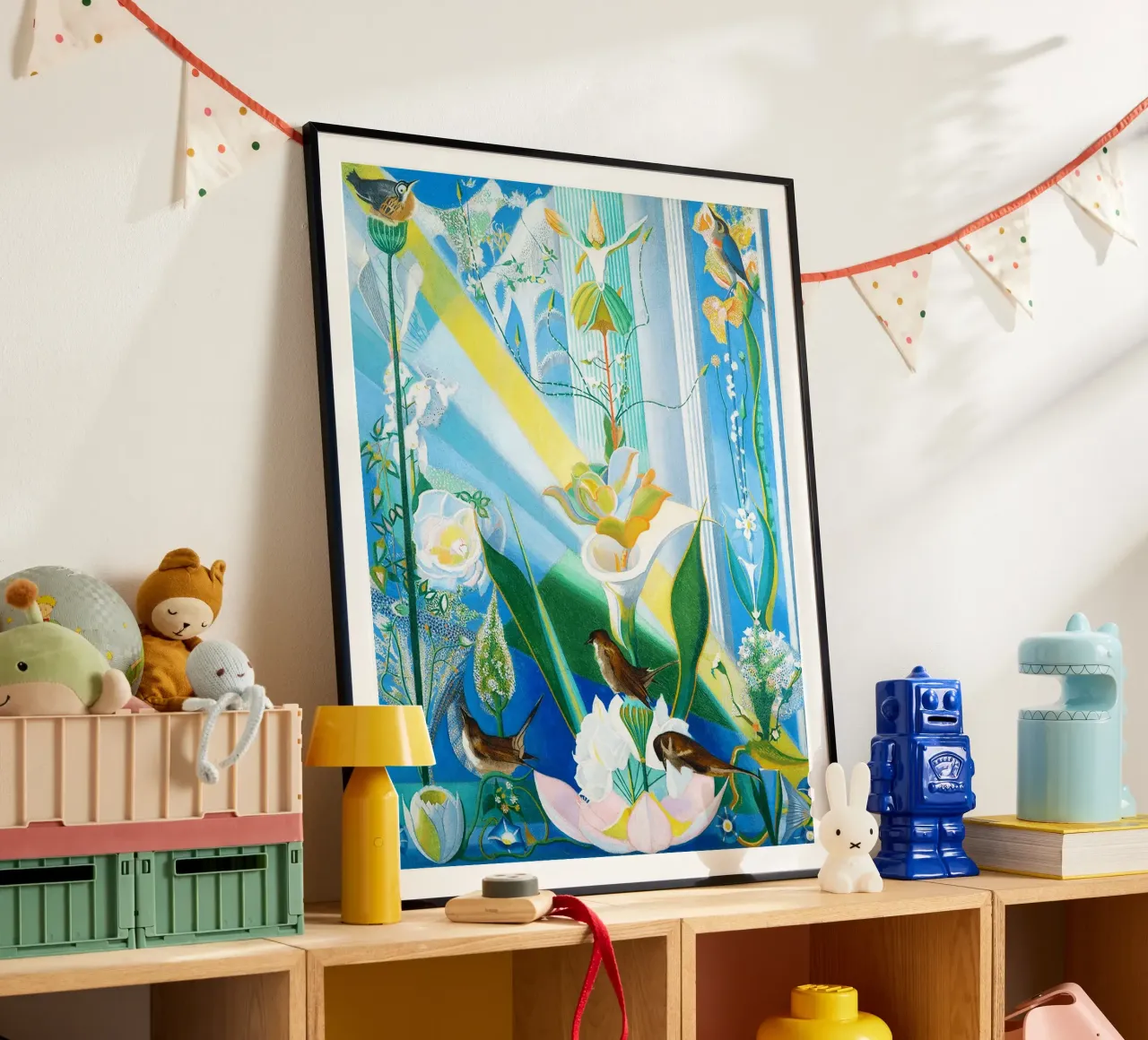 Danza di primavera, canto degli uccelli di Joseph Stella - A Cele poster con telaio in alluminio da Classic Art Prints