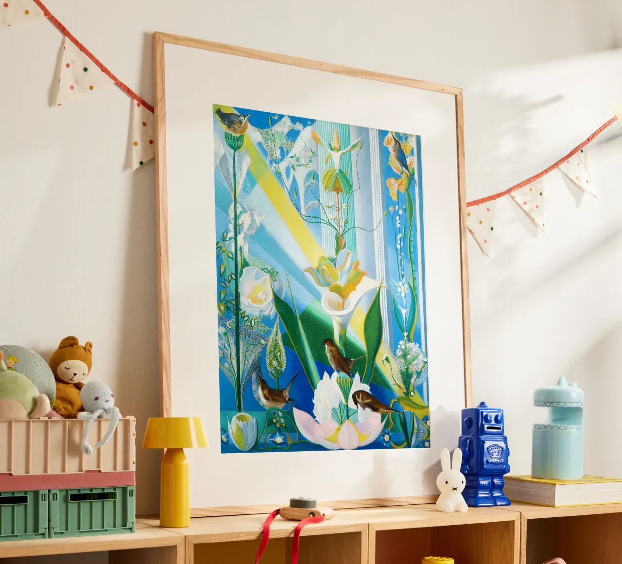Danza di primavera, canto degli uccelli di Joseph Stella - A Cele poster con telaio in alluminio da Classic Art Prints