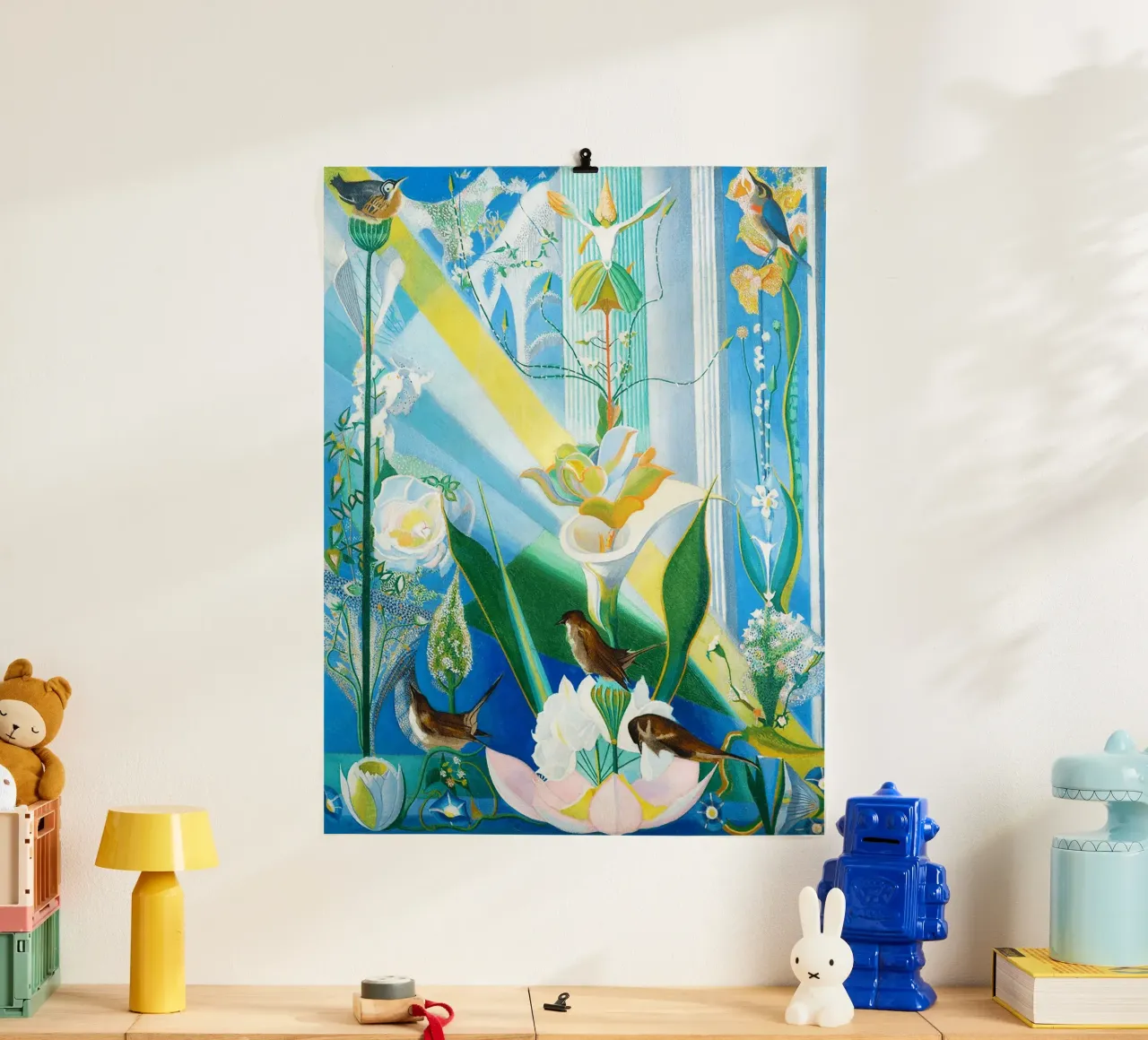 Danza di primavera, canto degli uccelli di Joseph Stella - A Cele poster con telaio in alluminio da Classic Art Prints