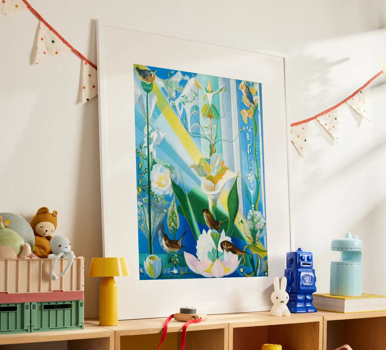 Danza di primavera, canto degli uccelli di Joseph Stella - A Cele poster con telaio in alluminio da Classic Art Prints