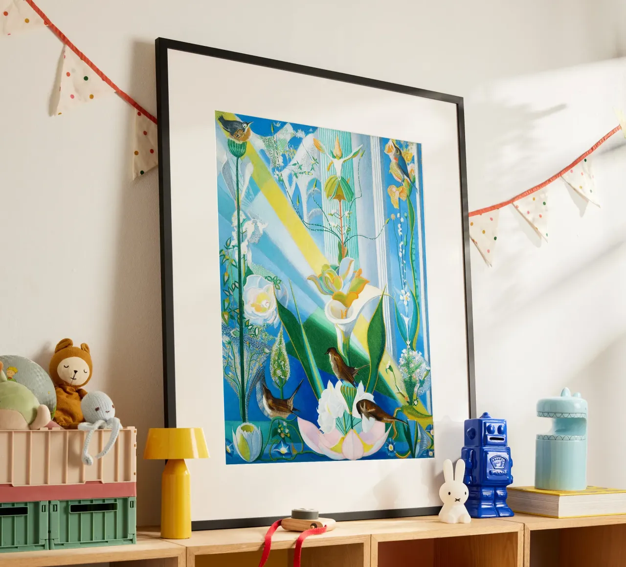 Danza di primavera, canto degli uccelli di Joseph Stella - A Cele poster con telaio in alluminio da Classic Art Prints